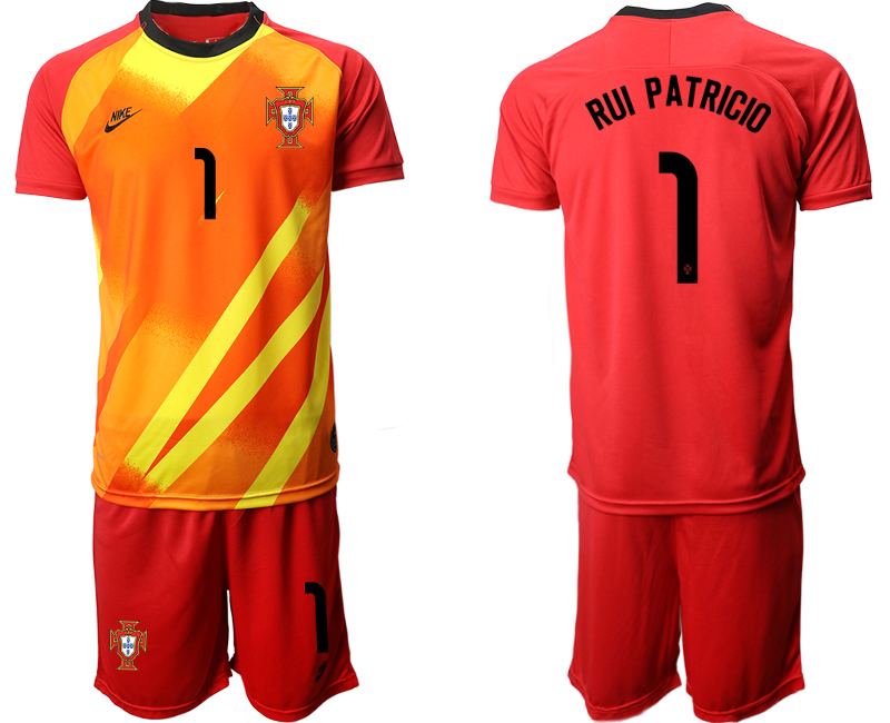 Men 2021 European Cup Portugal red goalkeeper #1 Soccer Jerseys